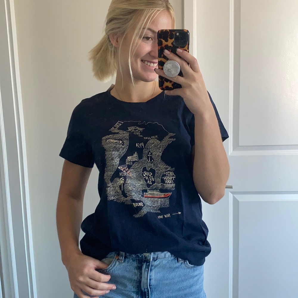 J. CREW Navy Blue Graphic Tee